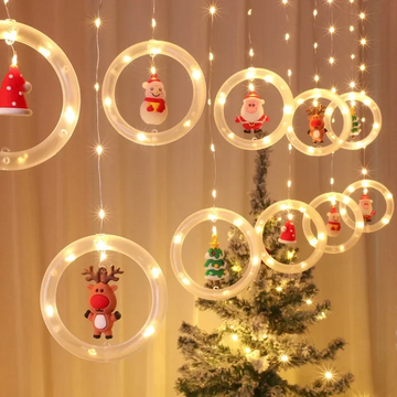 Guirnalda de luces navideñas con figuras 3D