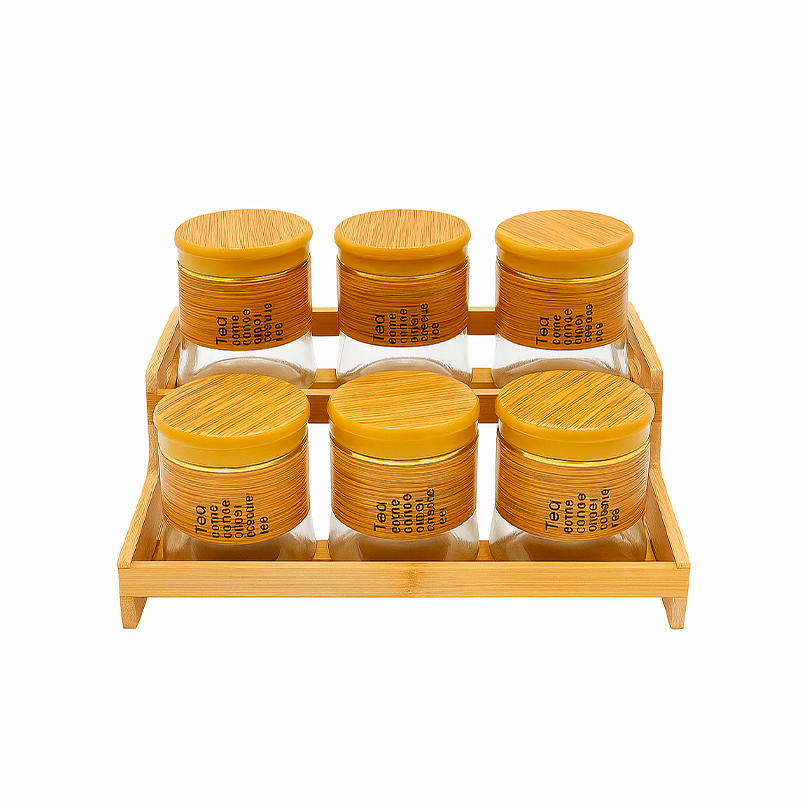 Set de 6 frascos de bambú