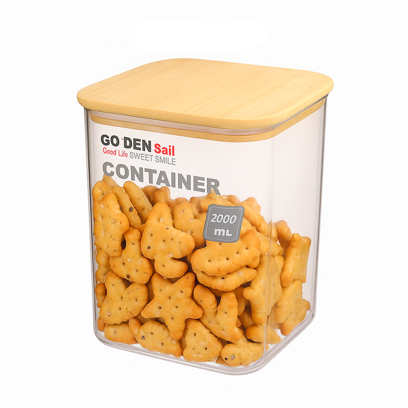 Recipiente de 2000ml con tapa de bambú