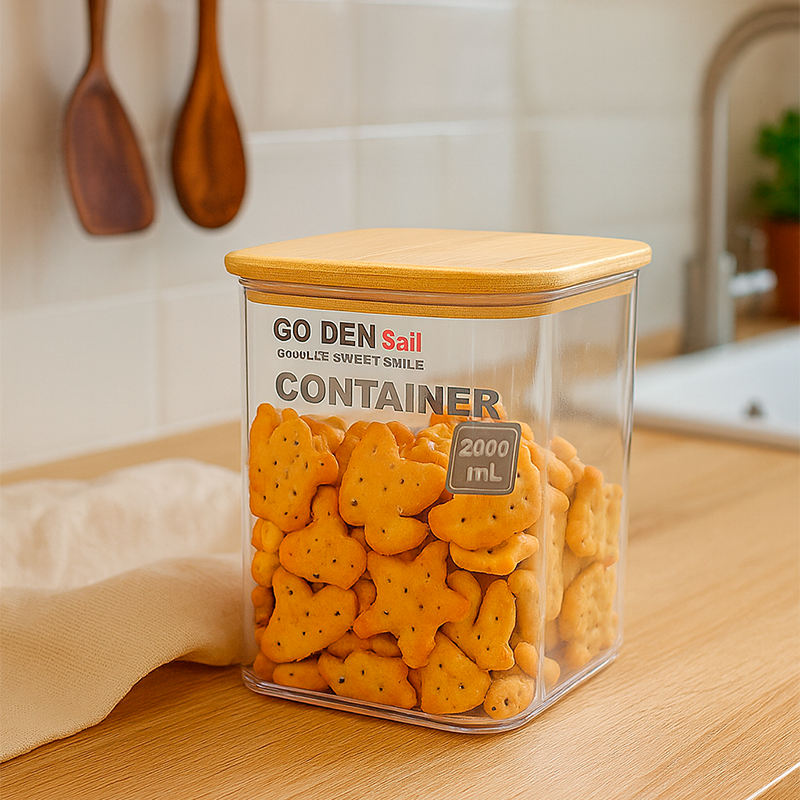 Recipiente de 2000ml con tapa de bambú