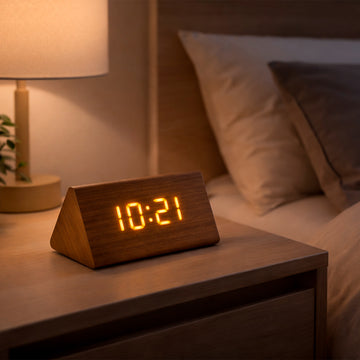 Reloj Despertador Led de Madera digital