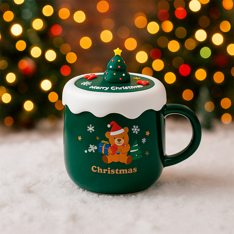 Taza con tapa en forma de árbol