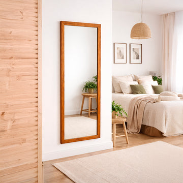 Espejo de pared con marco acabado madera