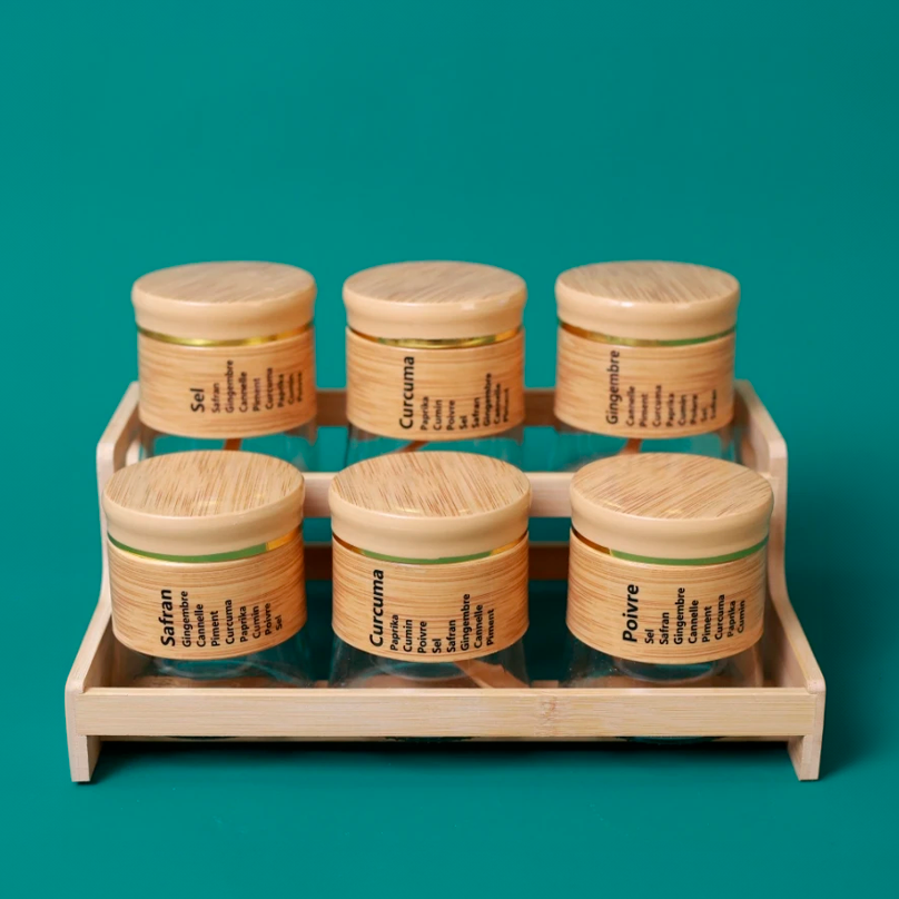 Set de 6 frascos de bambú