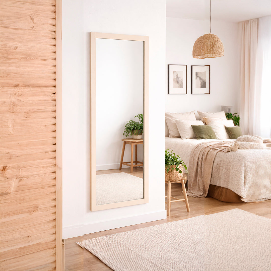 Espejo de pared con marco acabado madera