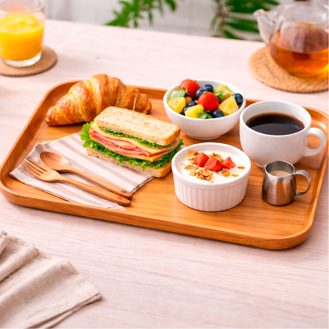 Bandeja Rectangular con Acabado Madera