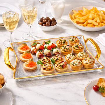 Bandeja Rectangular Decorativa con Asas Doradas