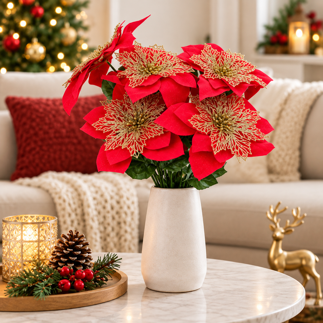 Ramo de Flores Navideñas Decorativas