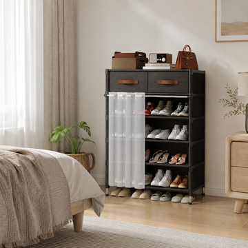 Zapatero Organizador con 2 Cajones y Cortina