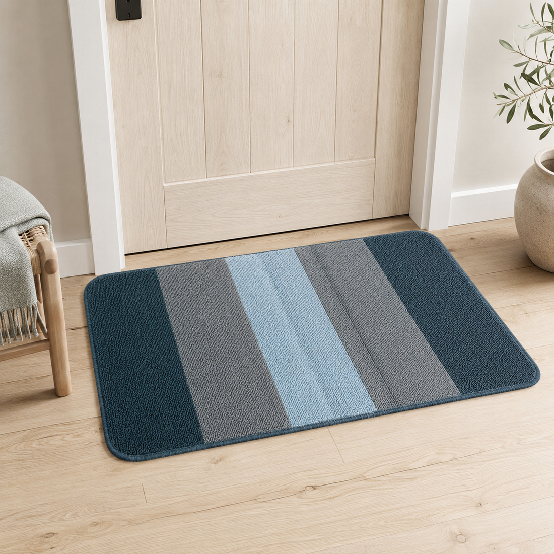 Tapete Decorativo a Rayas con Base Antideslizante