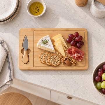 Tabla para Aperitivos de Bambú con Cuchillo