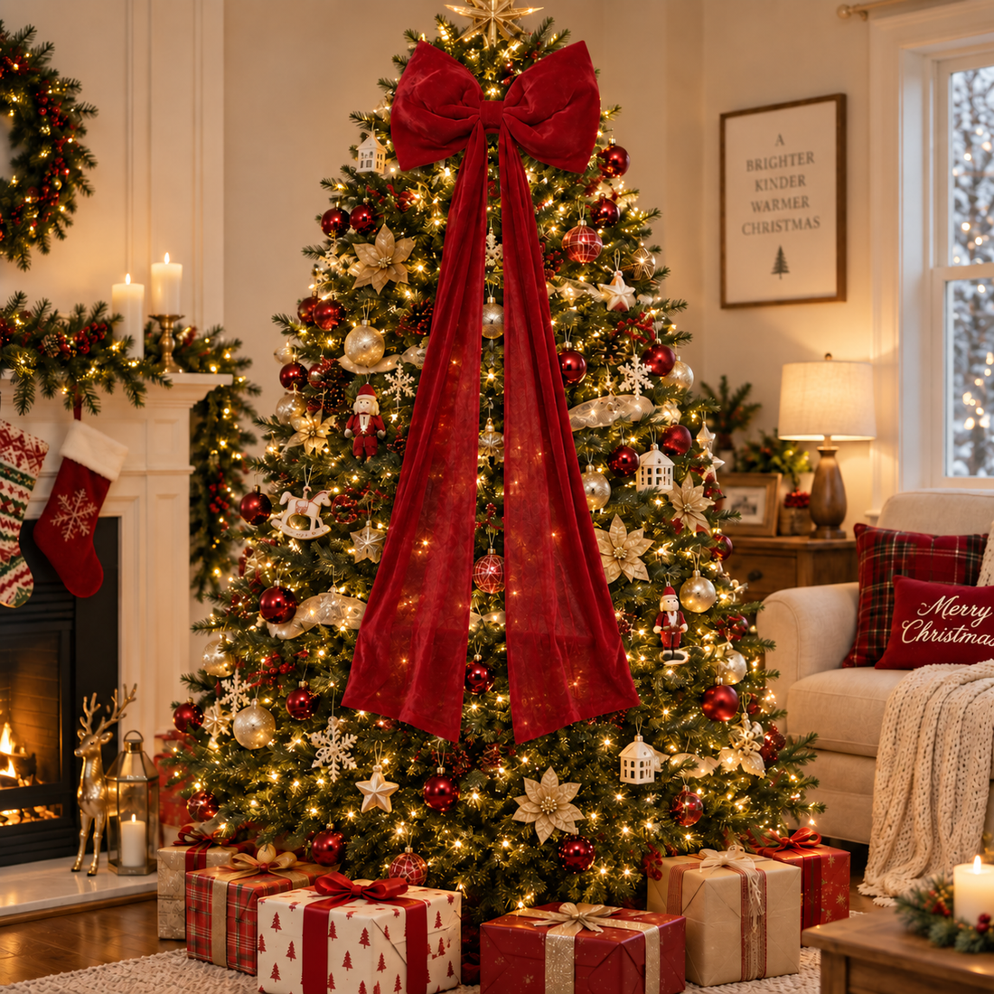 Lazo Decorativo Navideño de Terciopelo