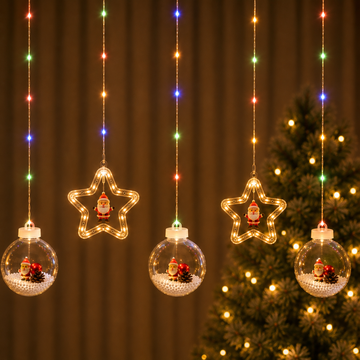Guirnalda de luces navideñas con figuras de goma