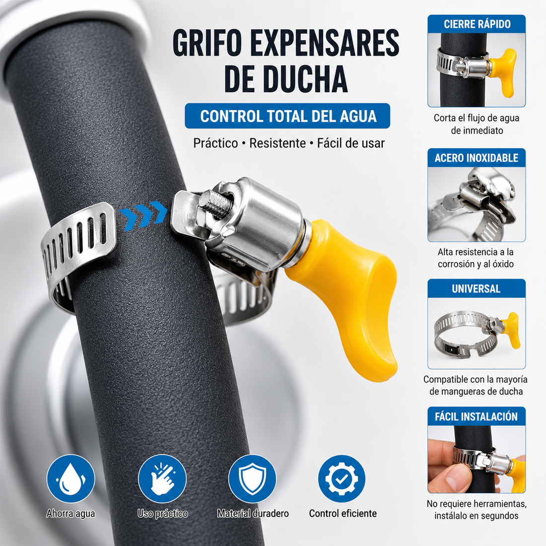 Set de Abrazaderas Ajustables Universal con Manija Ergonómica
