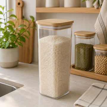 Contenedor Hermético de Acrílico con Tapa de Bambú 900 ml