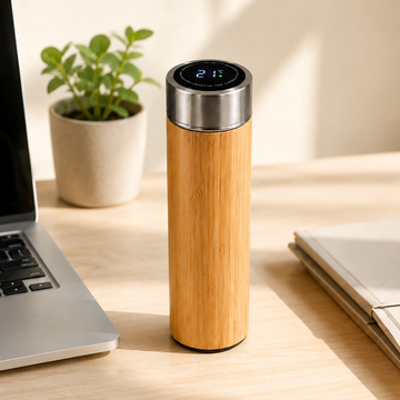 Termo Térmico de Bambú con Tapa Digital 500 ml