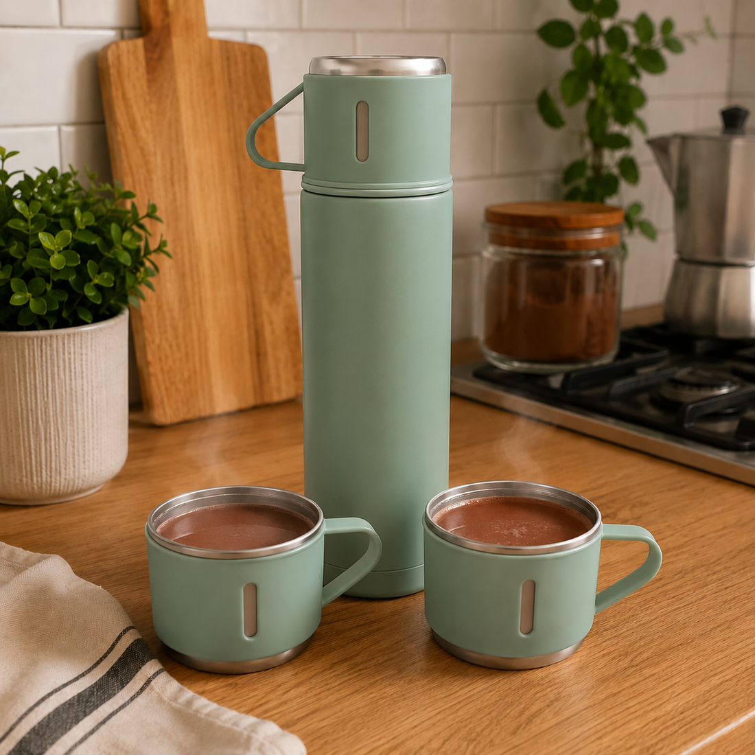 Termo + 2 Tazas Set Premium