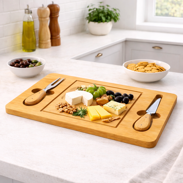 Tabla Aperitivo de Bambú con Utensilios