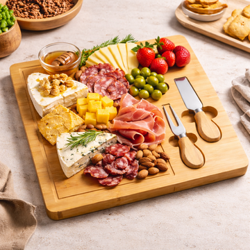 Tabla de Quesos Premium de Bambú con Accesorios