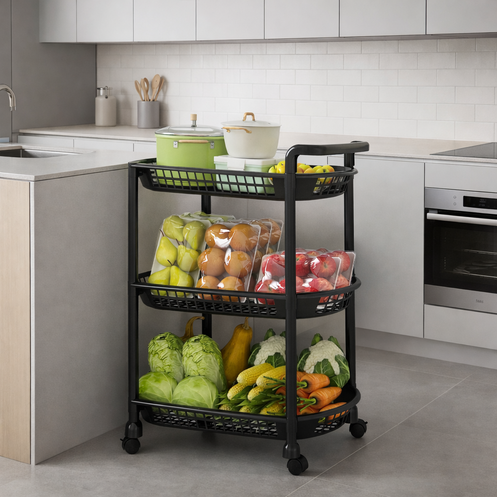 Estante de 3 niveles con asa