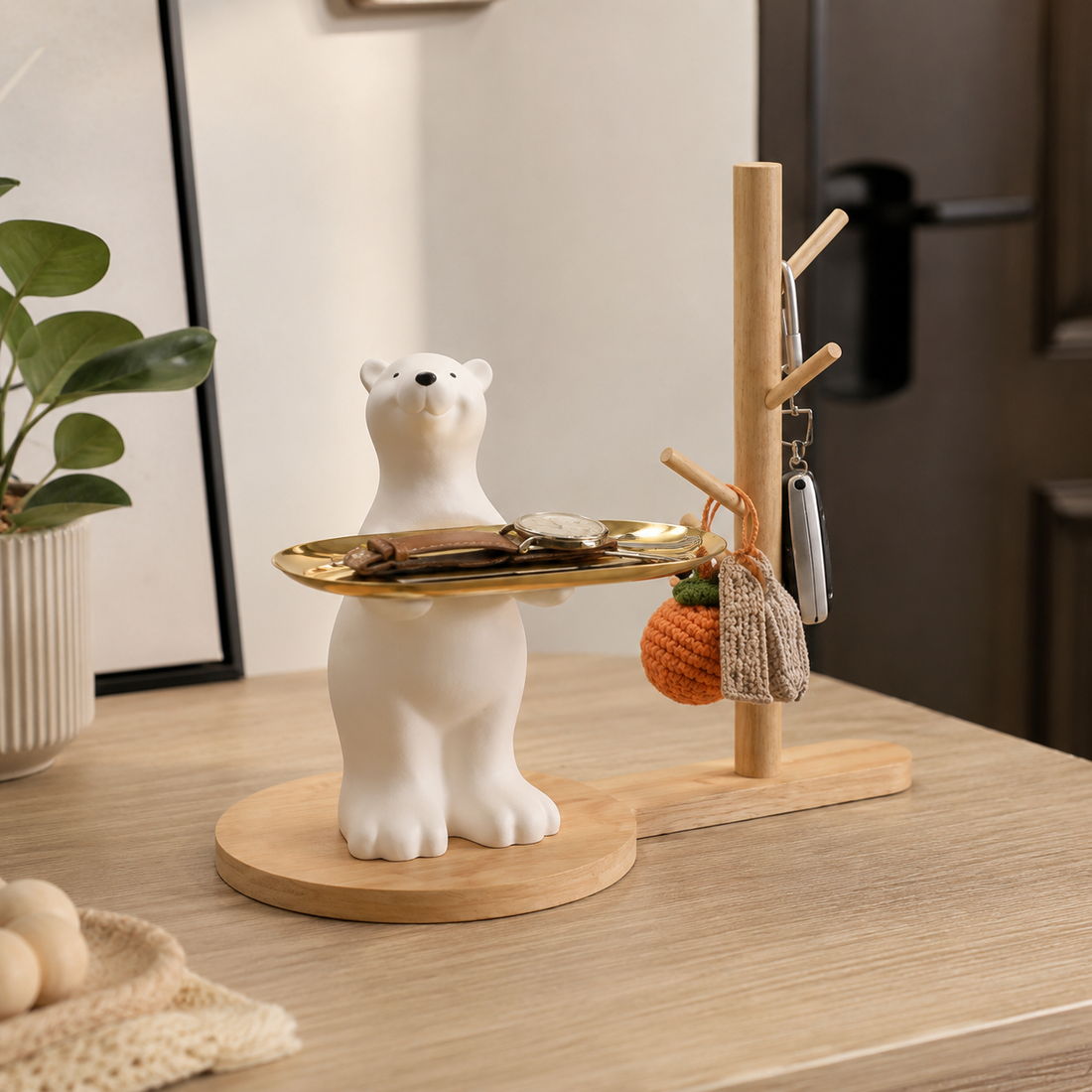 Organizador de Llaves y Bandeja Decorativa con Oso
