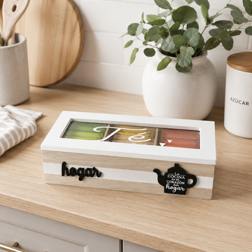Caja Organizadora de té diseño hogar de 3 divisiones