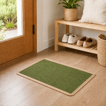 Alfombra Rectangular de Yute Natural con Pasto Sintético