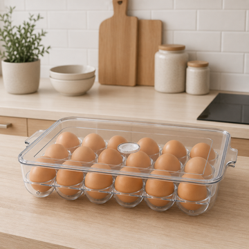 Organizador de huevos acrílico con tapa