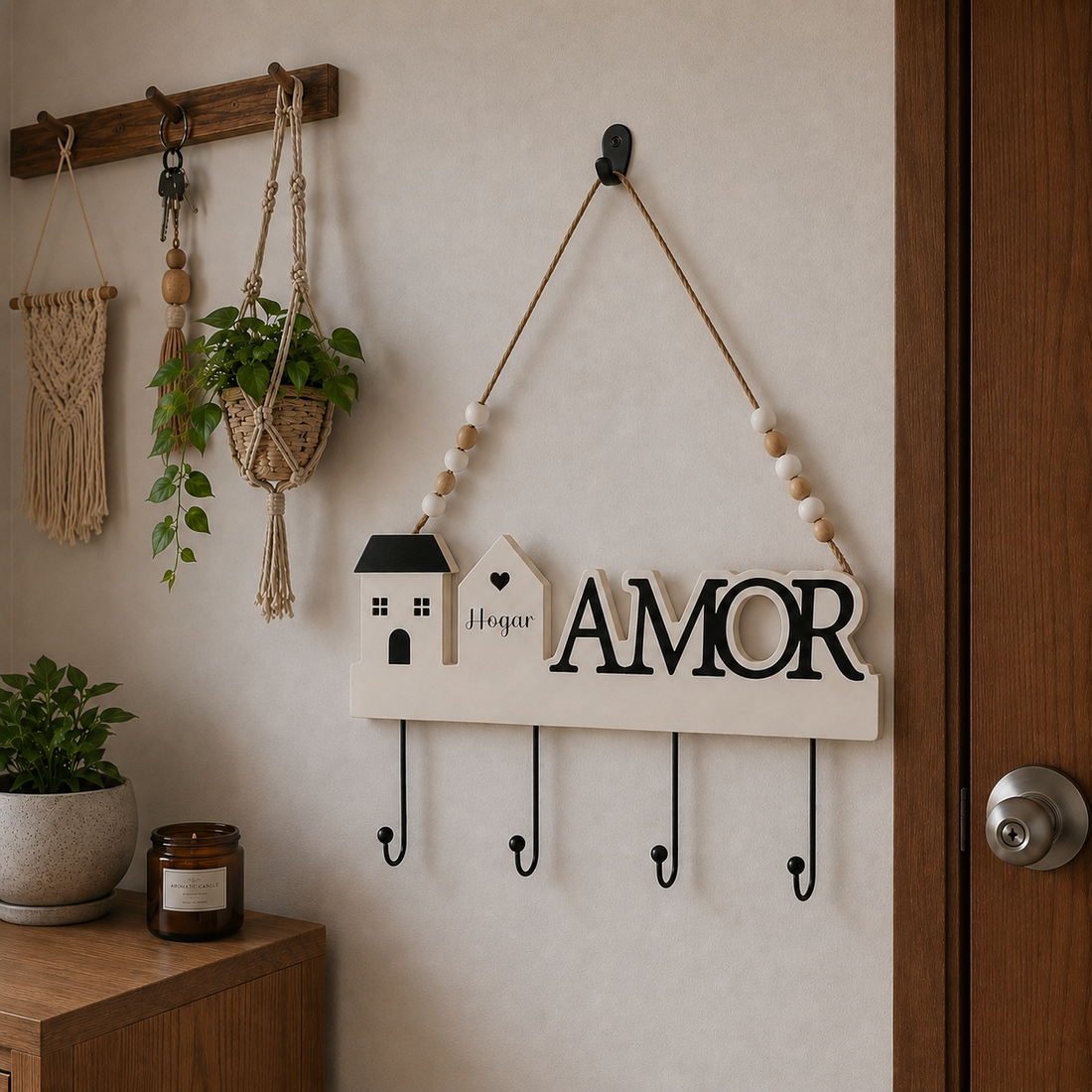 Colgador Decorativo con 4 Ganchos