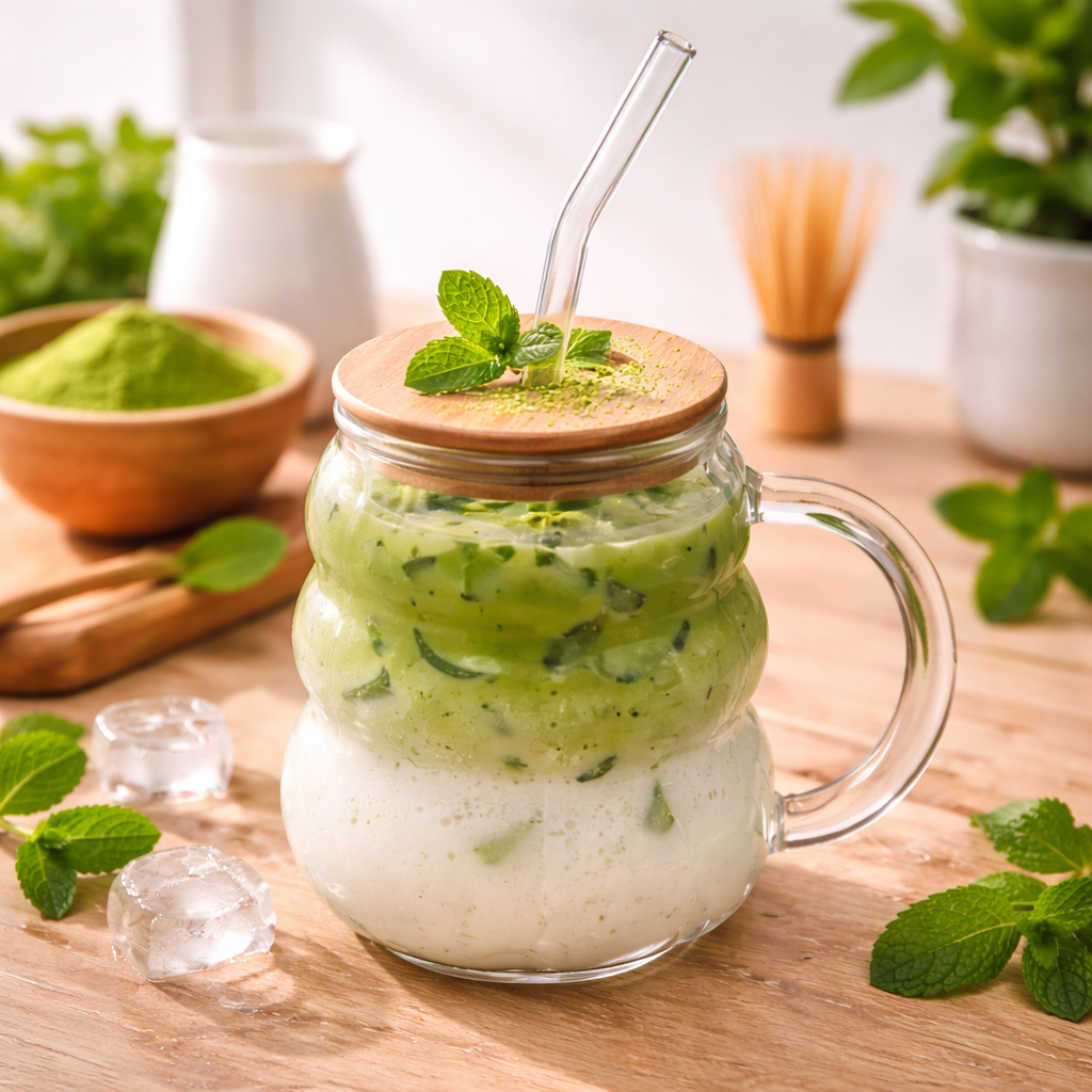 Vaso de vidrio con tapa de bambú