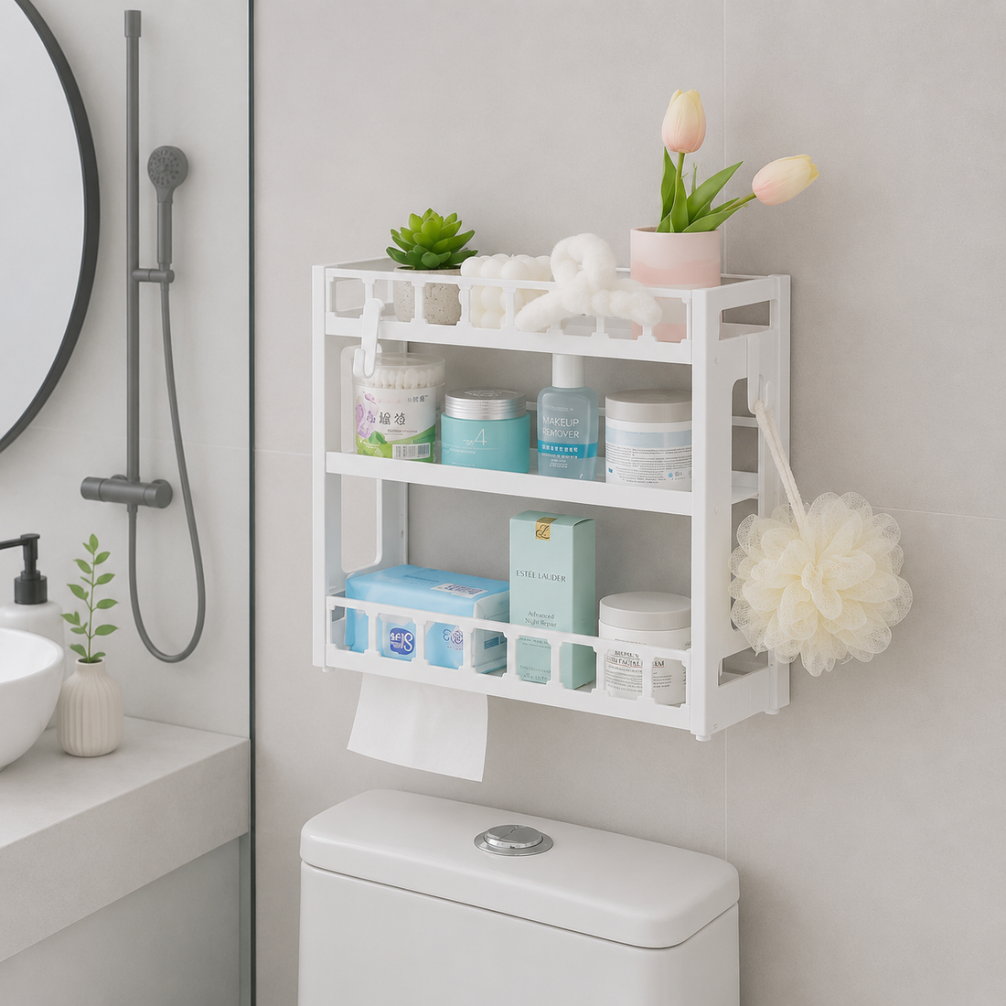 Organizador de Baño Multifuncional de 2 Niveles