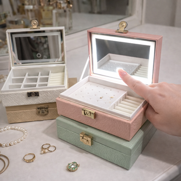 Joyero organizador con espejo y luz LED