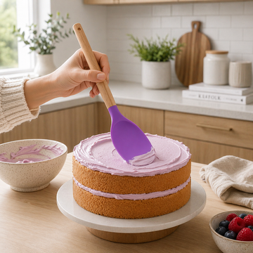 Paleta de Silicona Premium con Mango de Madera
