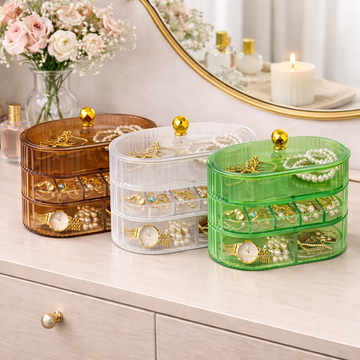 Joyero Organizador de 3 Niveles con Compartimentos