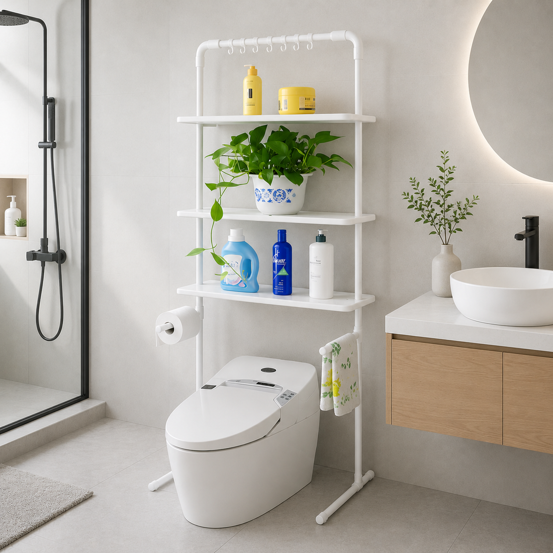 Estante de baño y organizador 2 en 1