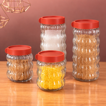 Set de 4 Frascos de Vidrio Hermético para Cocina