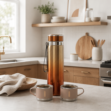 Termo de Acero Inoxidable con 2 Tazas