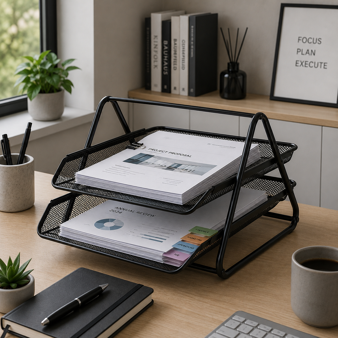 Organizador de escritorio metálico 2 niveles