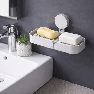 Porta jabón de pared con sistema de drenaje inteligente