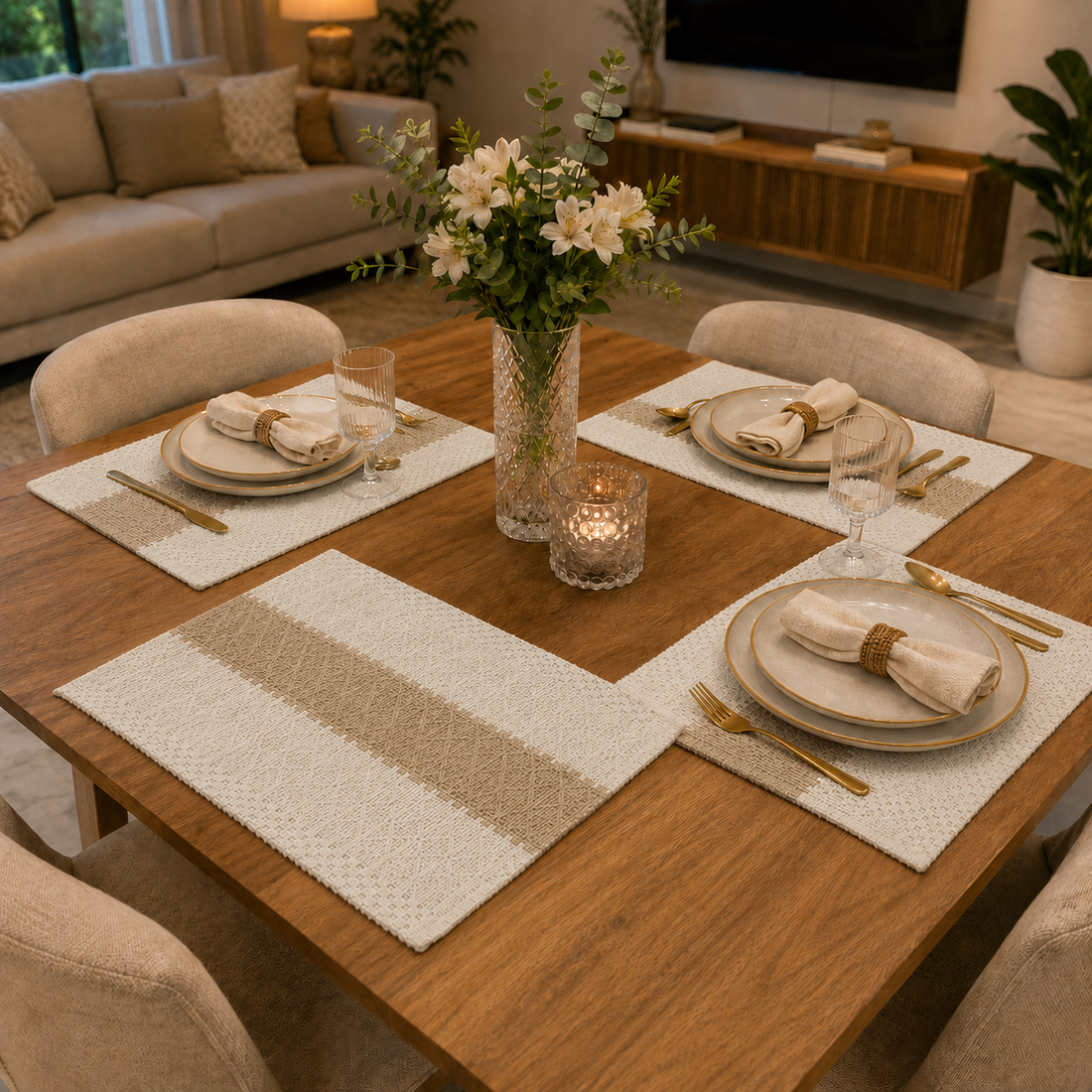 Pack 4 Individuales de Mesa Tejido Decorativo&nbsp;