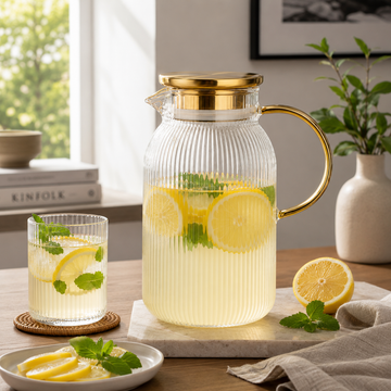 Jarra de vidrio premium con tapa dorada 1500ml