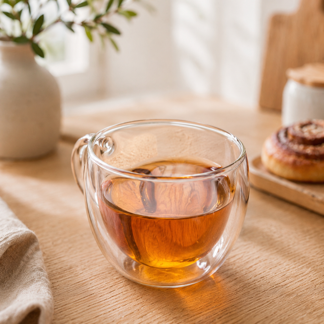 Taza de vidrio doble pared con diseño interior 300ml