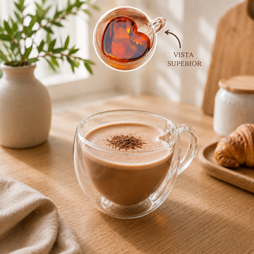Taza de vidrio doble pared con diseño interior 300ml