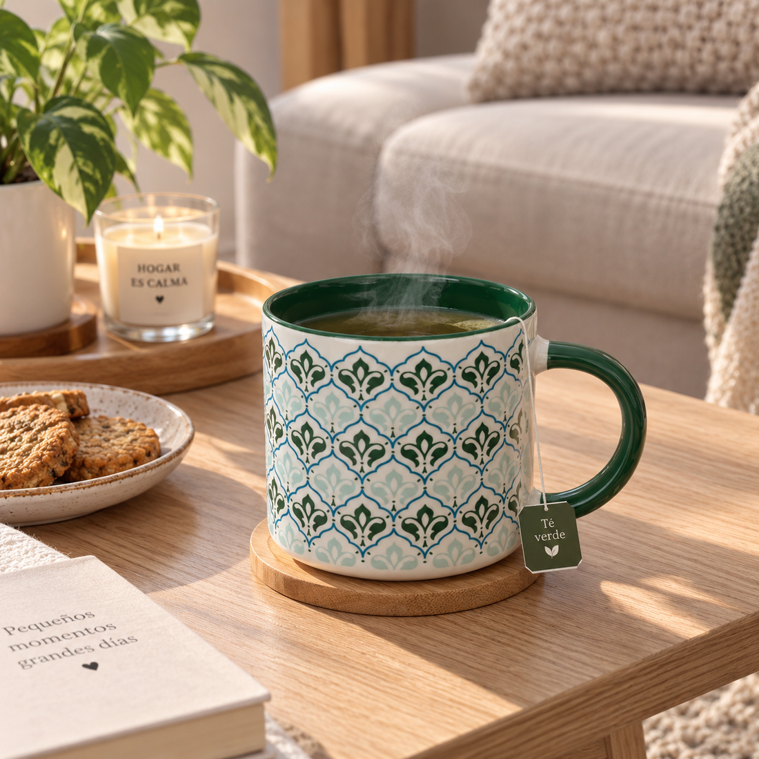 Taza de Loza con Diseño Decorativo