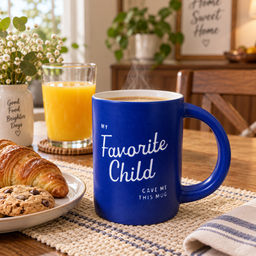 Taza de Loza Azul con Frase Decorativa