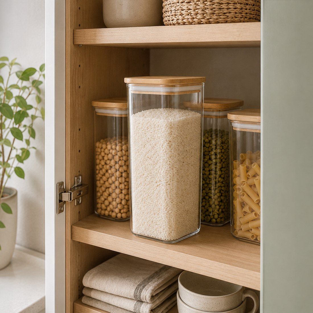 Contenedor Hermético de Vidrio con Tapa de Bambú 900 ml