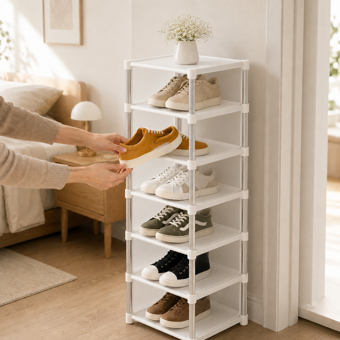 Zapatero Modular con Cubiertas Translúcidas de 6 Niveles