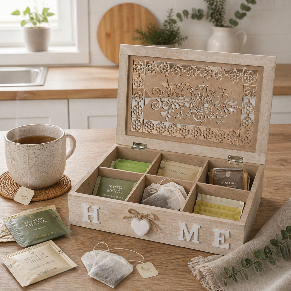 Caja Organizadora de Té “HOME” minimalista