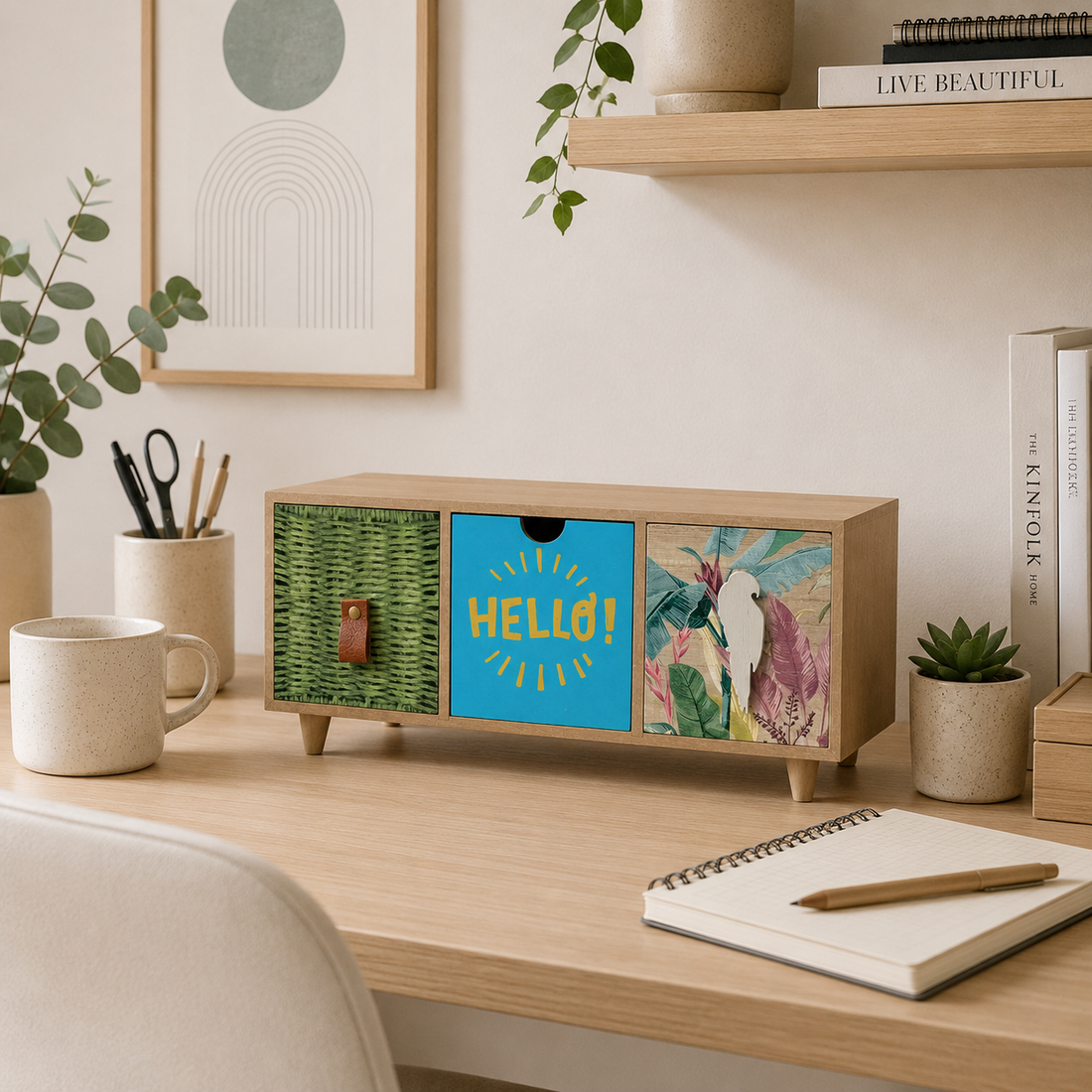 Mini Organizador Decorativo de Madera con 3 Cajones