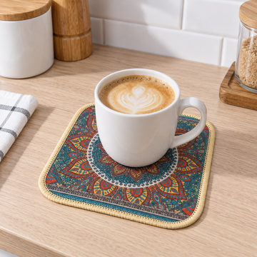 Set x3 Individuales Mandalas Boho Terracota Cuadrado